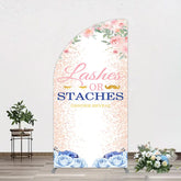 Lofaris Floral Lashes Or Staches Gender Reveal Half Moon Arch Backdrop
